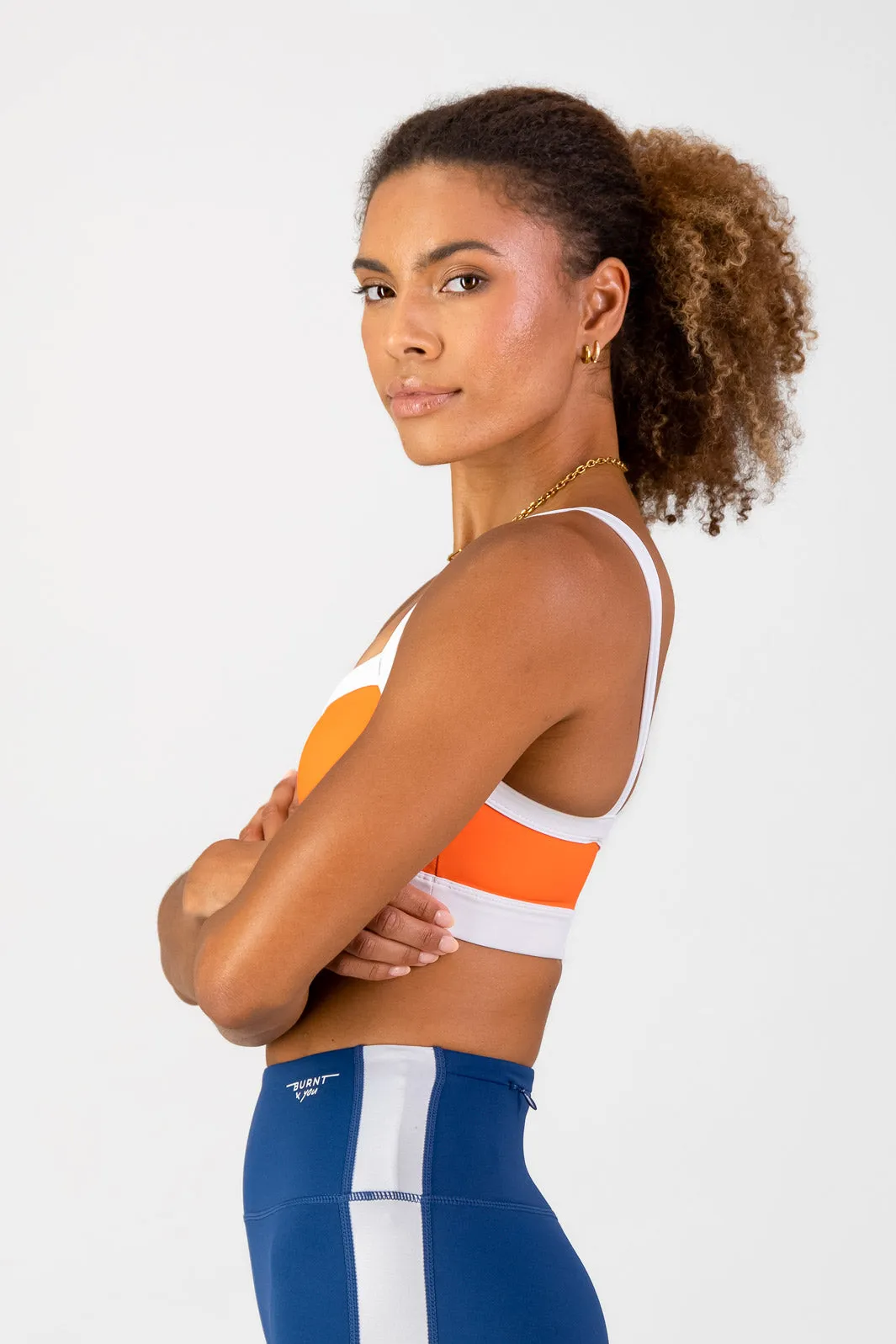 Burnt x You Sports Bra - Orange Seamless lining Supportive Band
