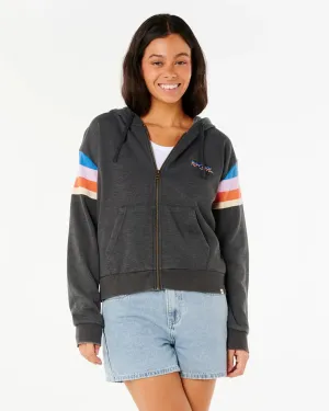 glove accents Cold Weather Gear Surf Revival Zip Through Hoodie - Washed Black