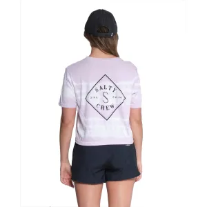 Camping attire Fashion Fit Stripe Tippet Crop Boyfriend Tee - Lavender Fog