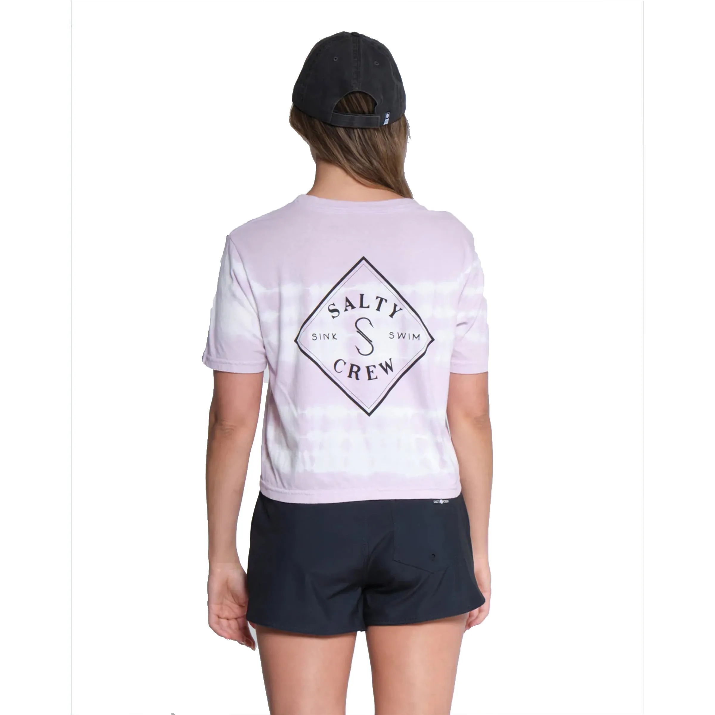 Microfiber Blend Chilly Wear Stripe Tippet Crop Boyfriend Tee - Lavender Fog