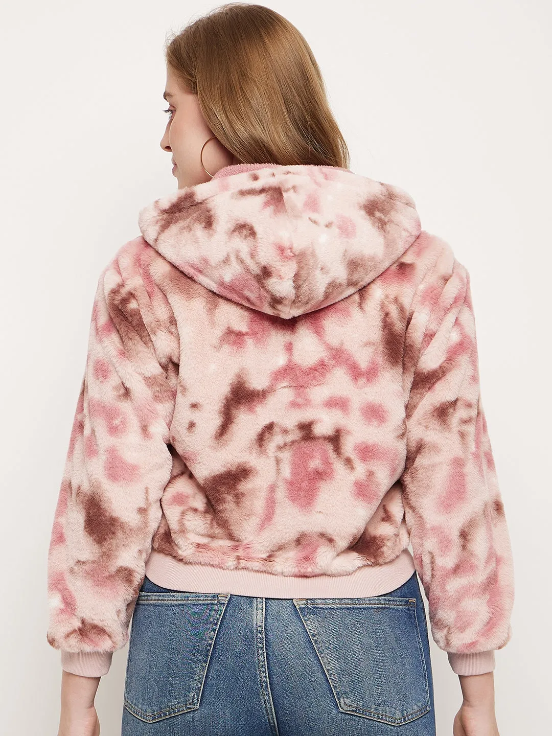 Madame Blush Fleece Tie-Dye Hooded Sweatshirt Long Sleeve good for weekends