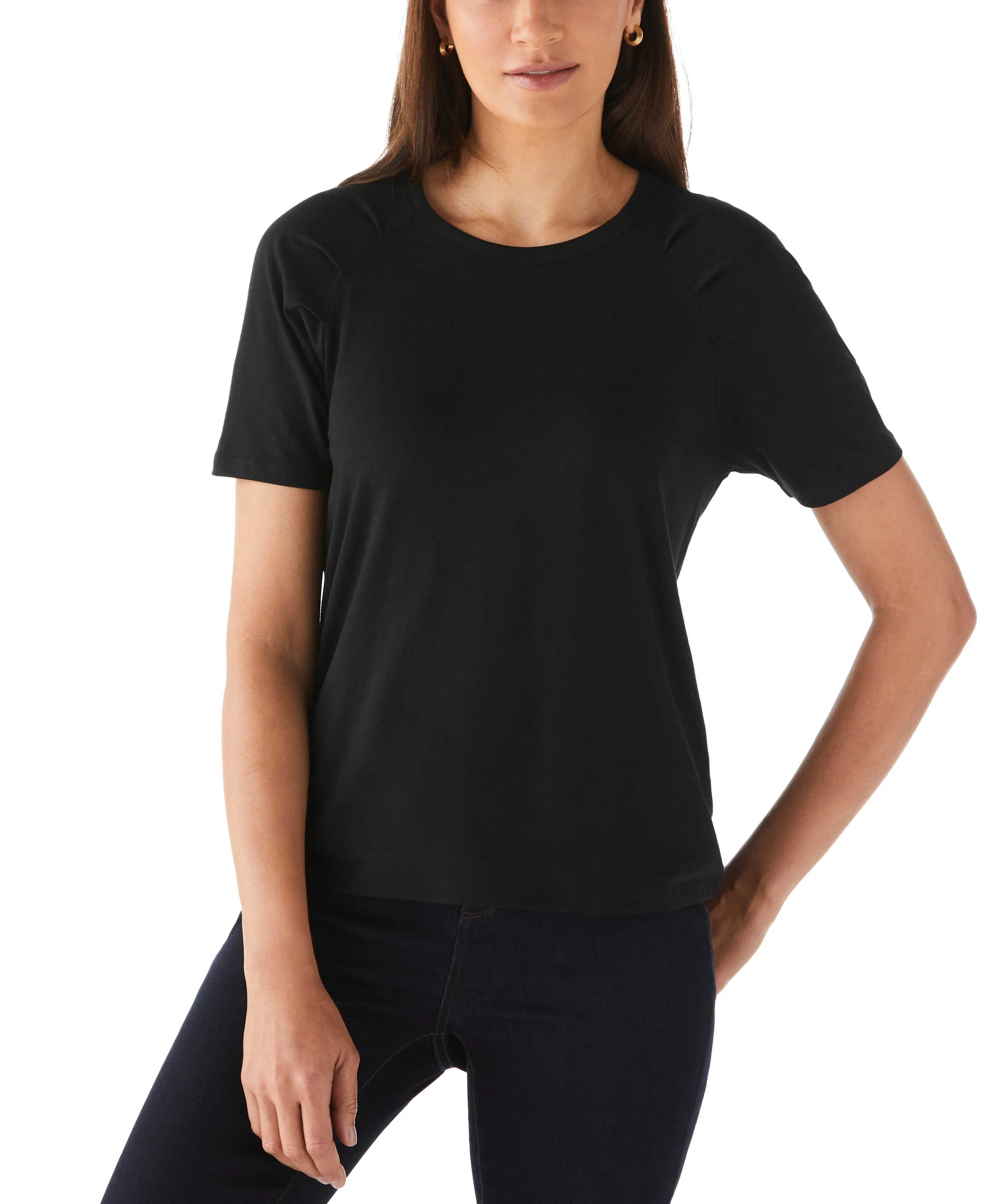 Pleated Raglan Sleeve Tee Clear Glow