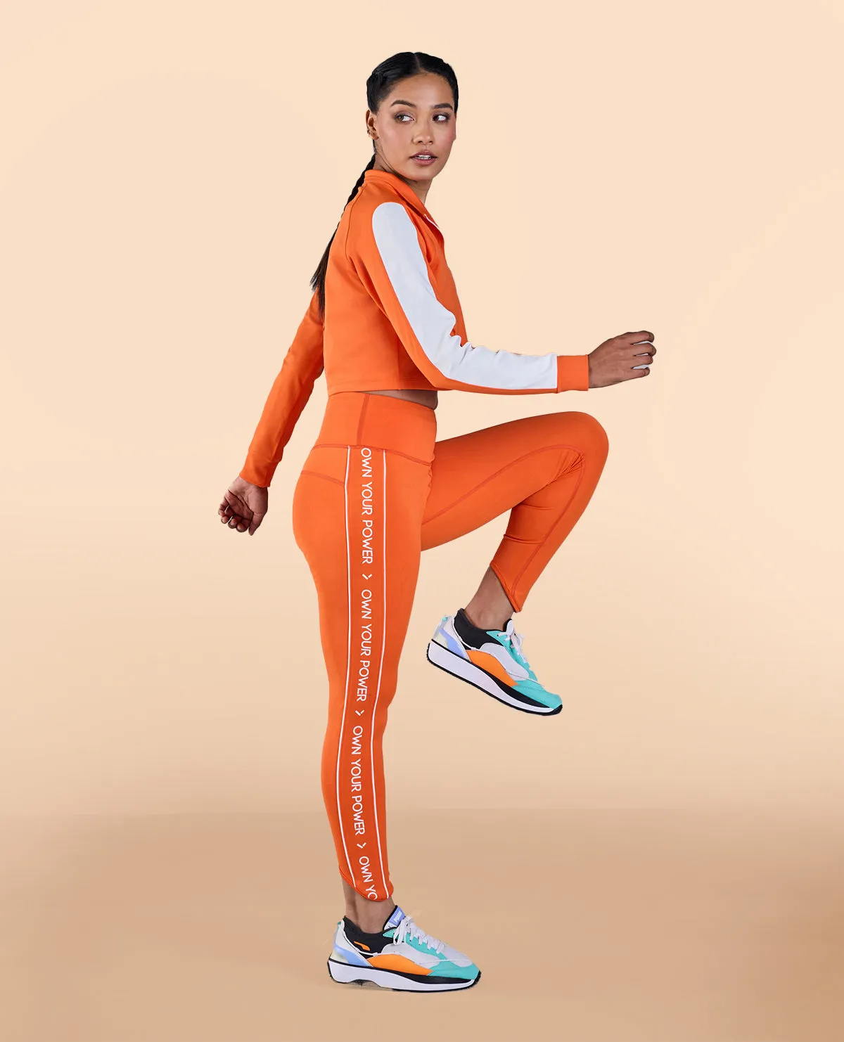 Full Sleeves Running Top in Second SKN Fabric Orange Trendy Fabric