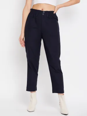 Chill Wear hypoallergenic material Madame Navy Cotton Ankle Length Trousers