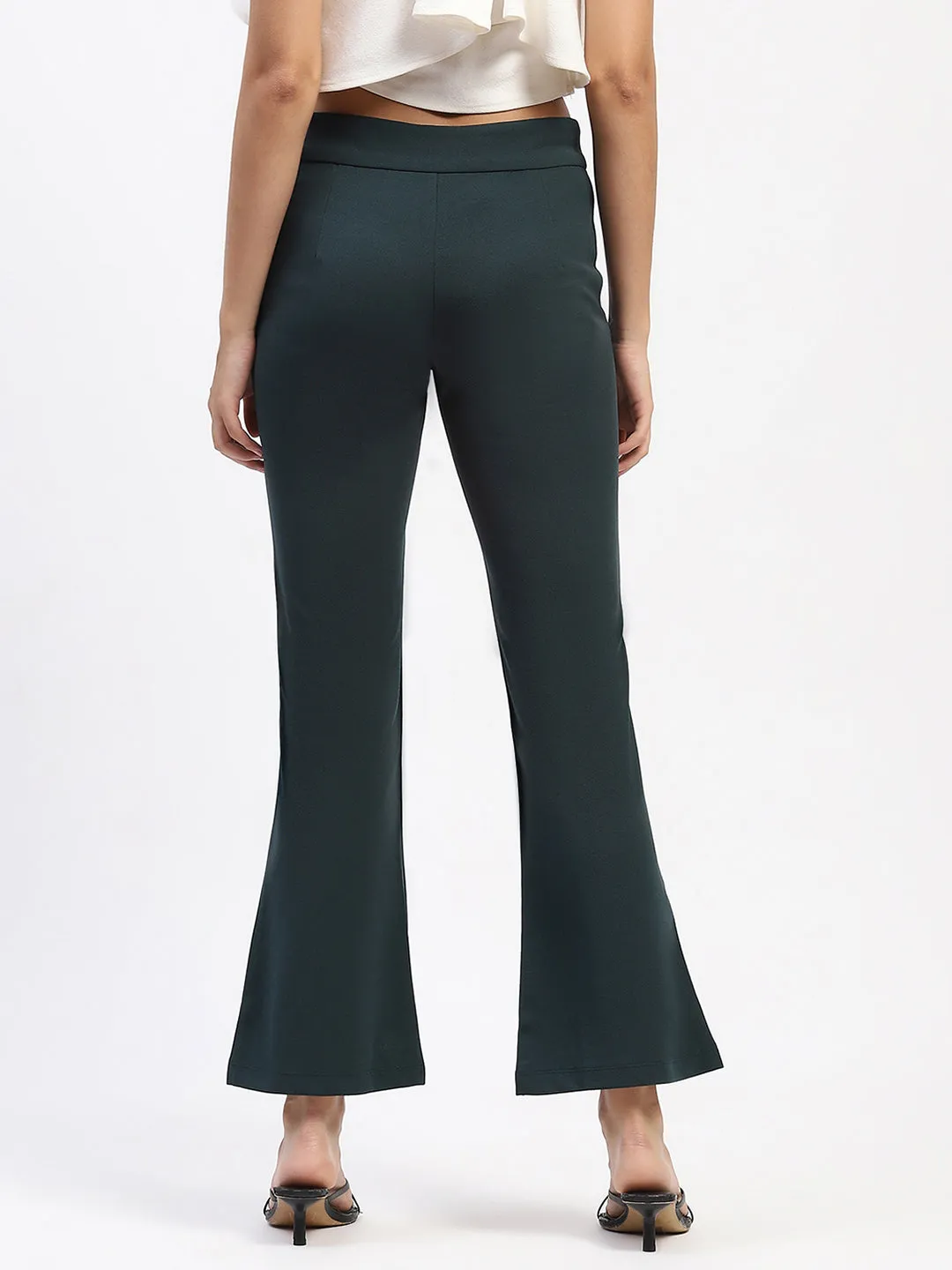 UVProtectionCoating Madame Single Pleated Green Flared Trousers