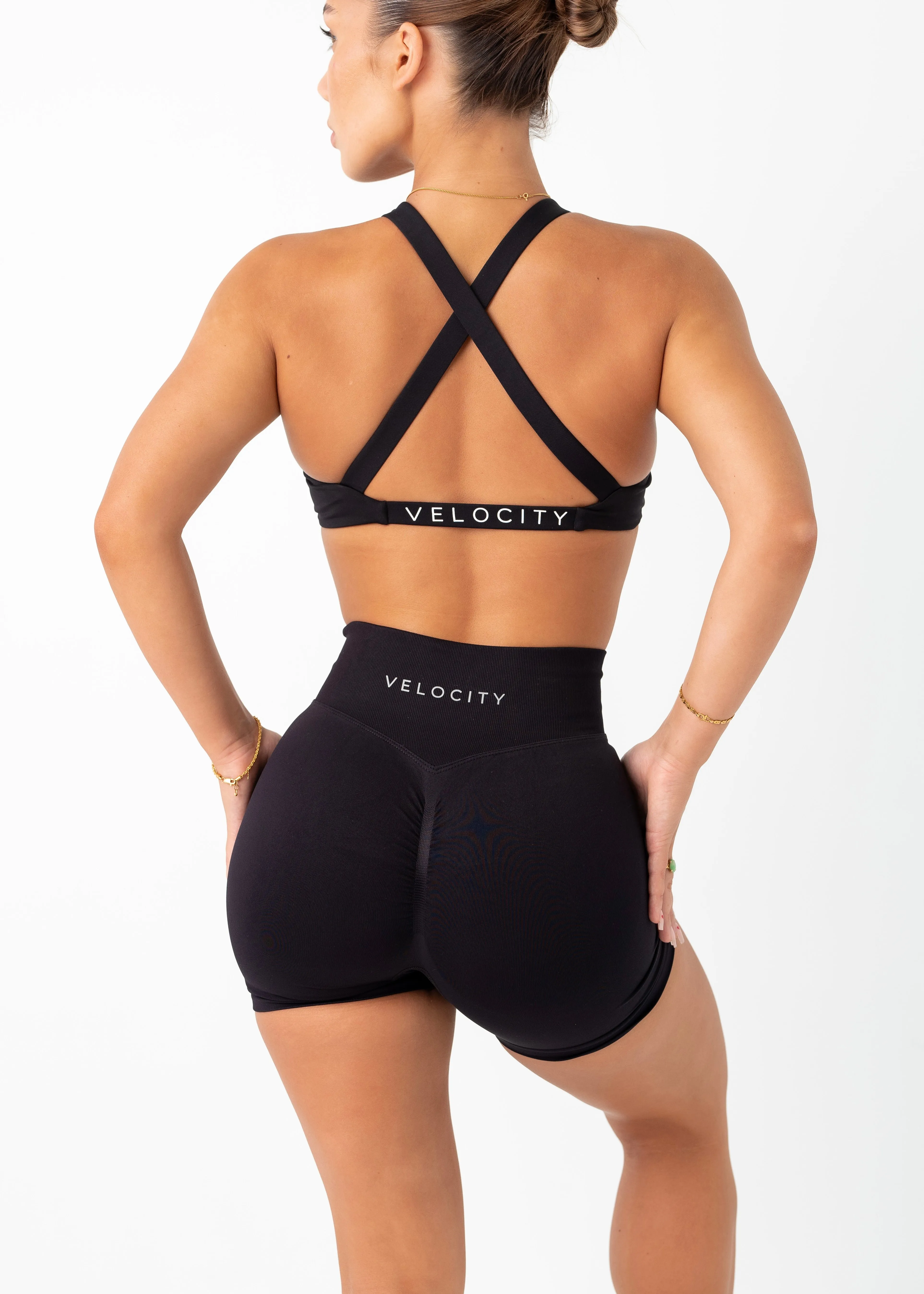 Supportive Padding Wide Elastic Band TWIST BRA - BLACK