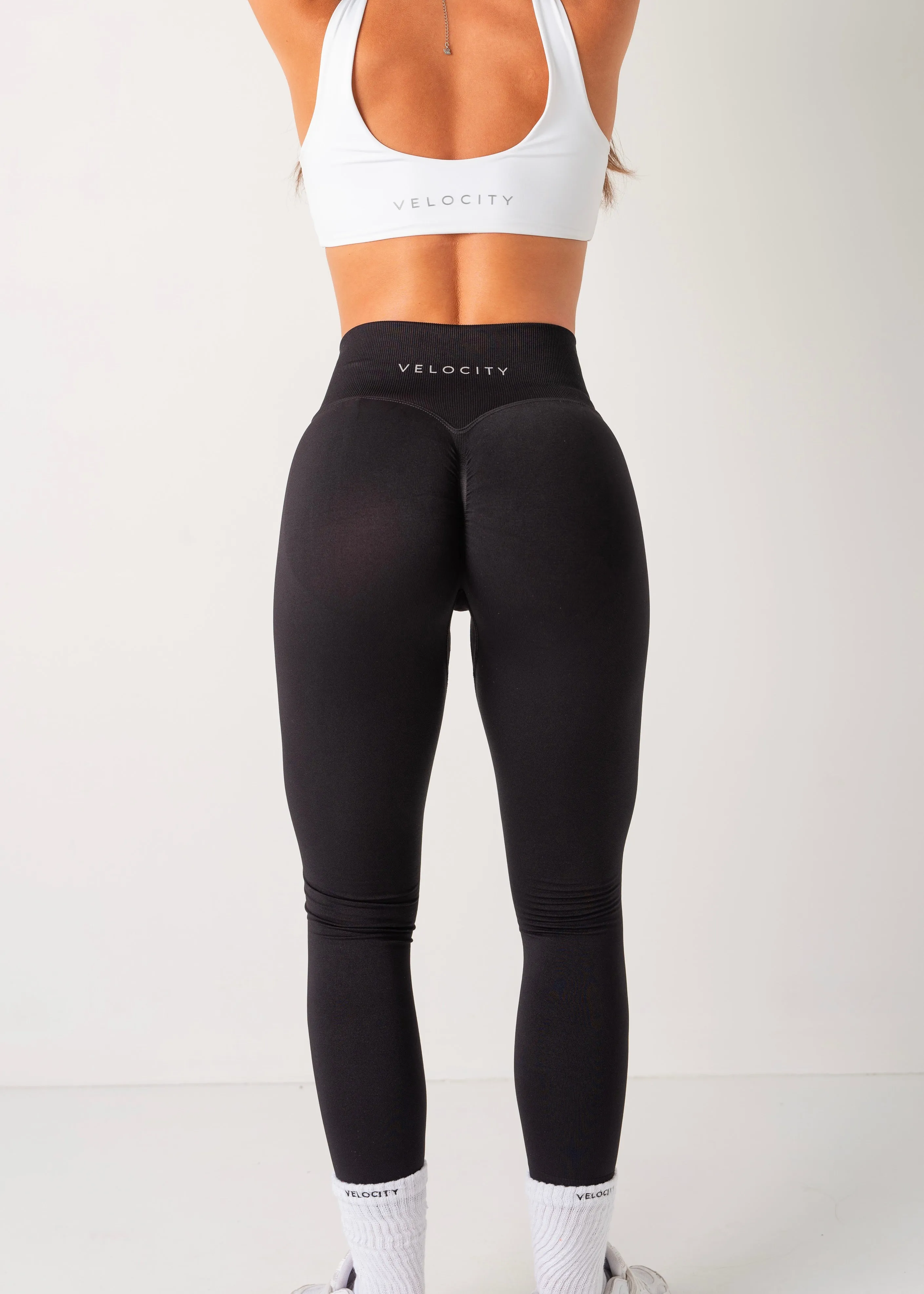 ULTIMATE SEAMLESS SCRUNCH LEGGINGS MINI - BLACK Tall Fit Double Layer
