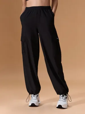 Light wash High Waist Cargo Pants In Max Dry Fabric Black
