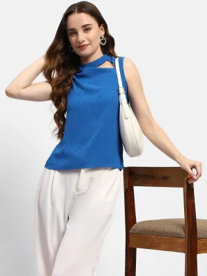 Club Mode Madame Cowl Neck Royal Blue Top