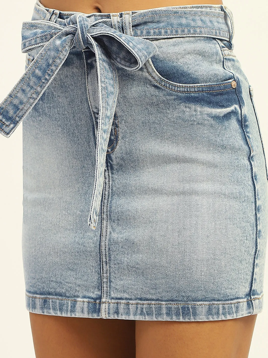 Activewear Madame Blue Cotton Denim Skirt