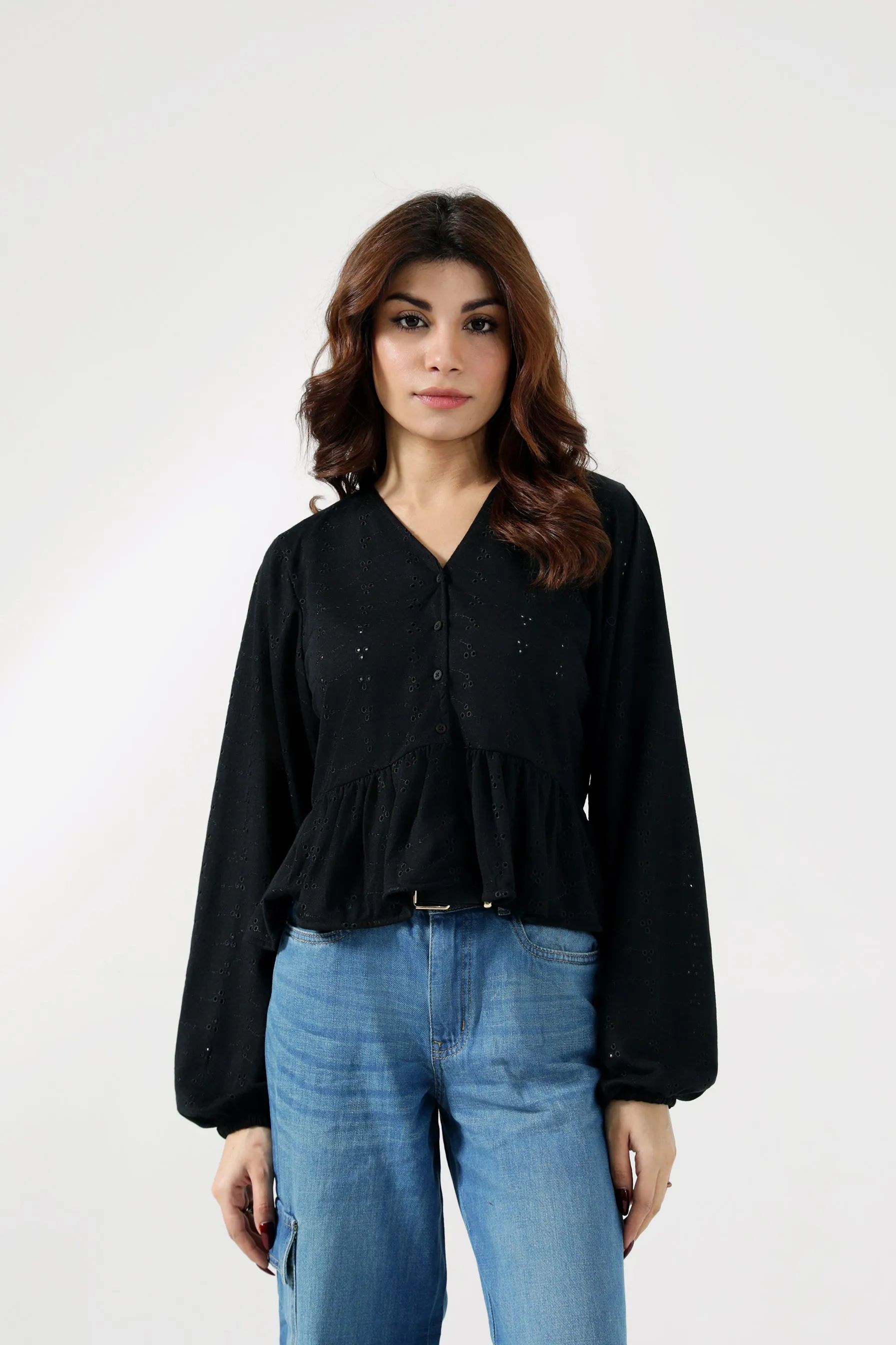 EMBROIDERED KNITTED BLOUSE AbrasionFreeZone