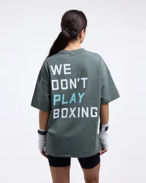 Korean Fresh We Don't Play Boxing Oversized T-Shirt - Green