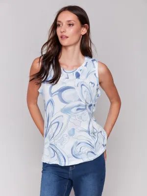 AntiStatic Cloth Printed Organic Cotton Sleeveless Top - Swirls