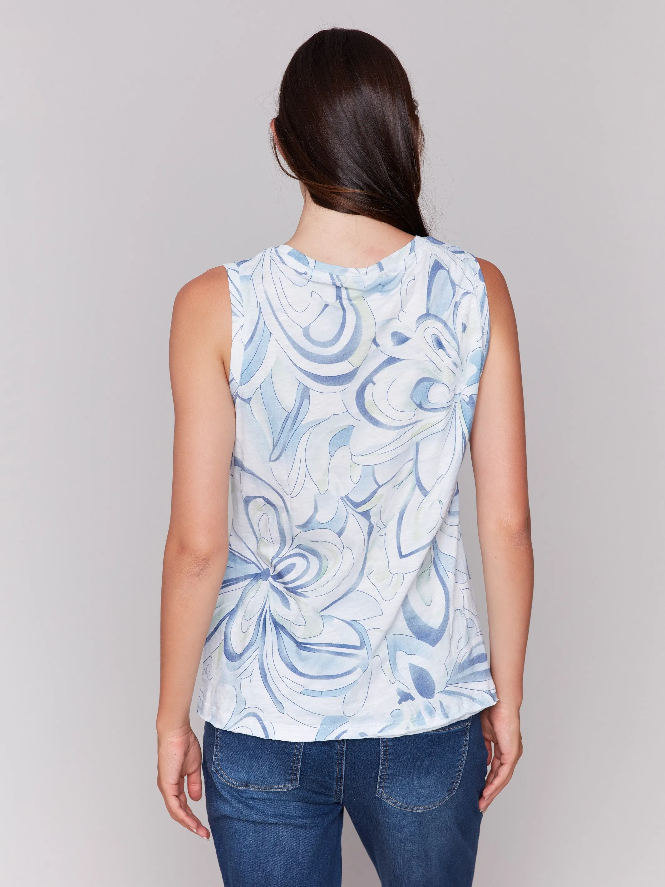 Printed Organic Cotton Sleeveless Top - Swirls Lightweight Material Practical Style