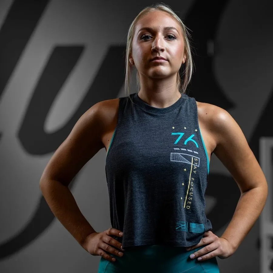 Women's Mind Over Matter Racerback Cropped Tank - Dark Heather Gray Precision - engineered environmental - friendly