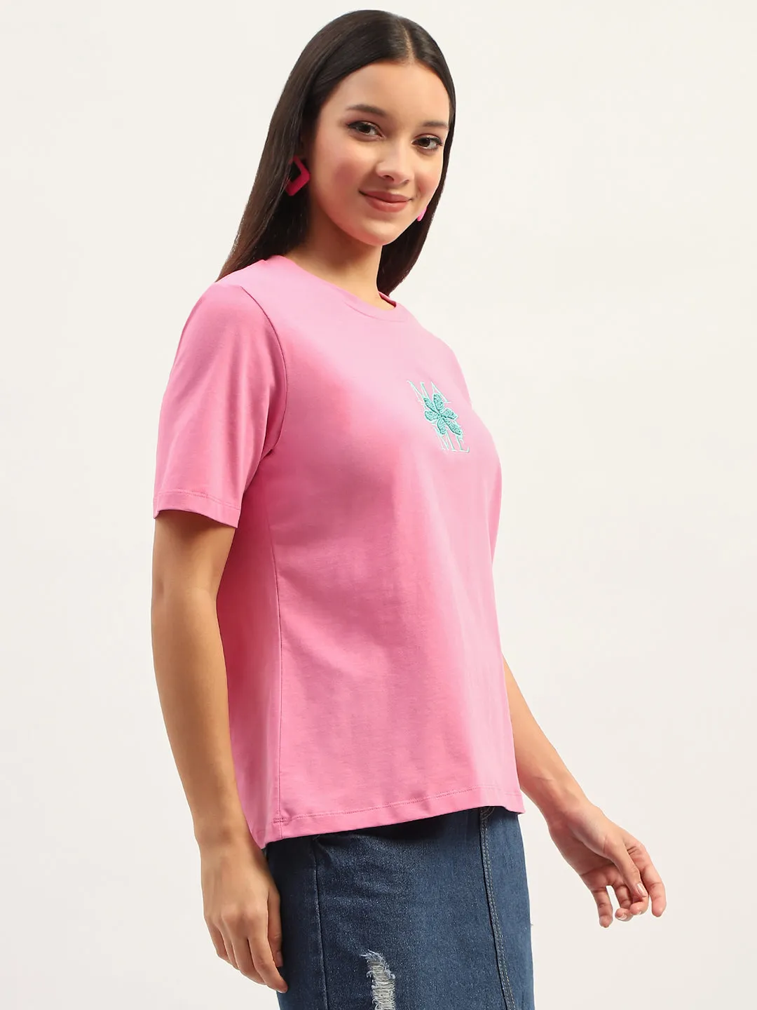 Madame Printed Pink T-Shirt Friction Free Inner Lining