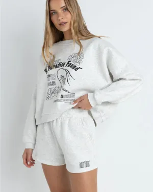 Paradise Found Fleece Shorts - Grey Marle Tapered leg