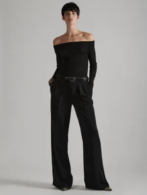 Bold Design All-Day Wear Wide-leg trousers in black fluid crepe