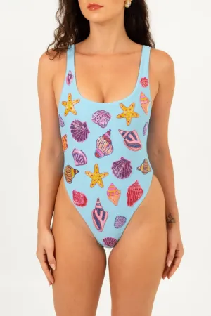 Quick Dry Technology Active Beachwear Sophie Hand Beaded Swimsuit Blue