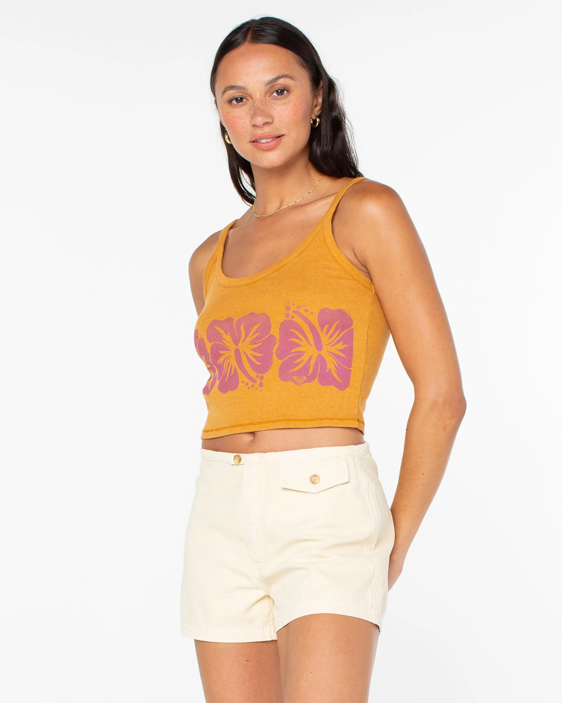 Flower Block Wanderer Tank - Gold Premium Fabric Blend