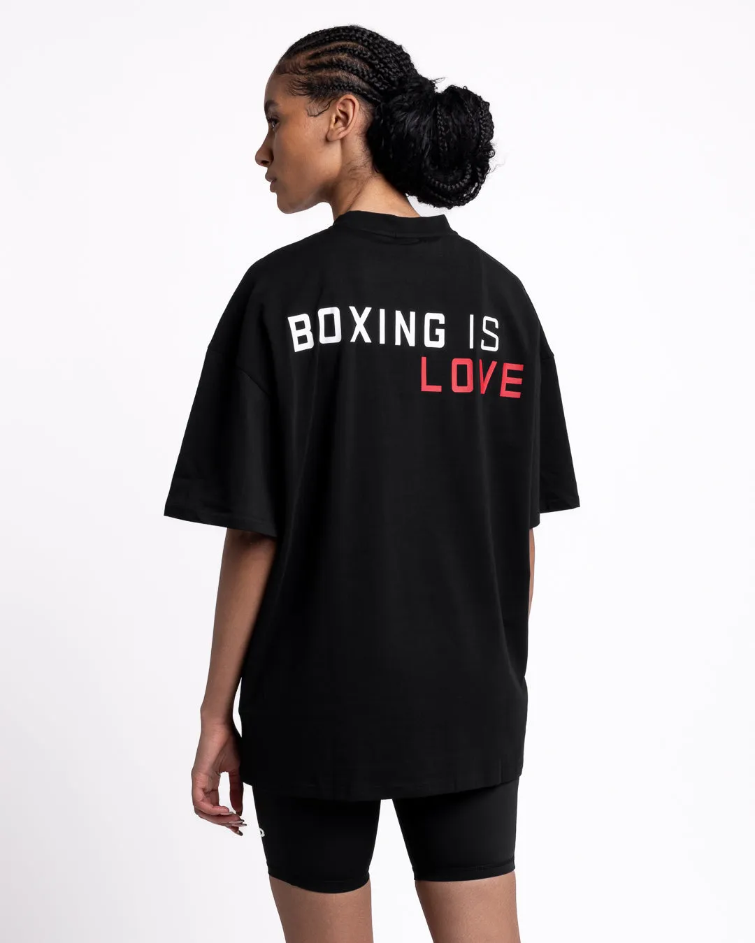 Bride Side Elegant Top Boxing is Love Oversized T-Shirt - Black