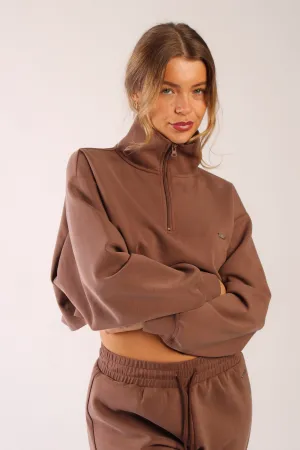 LayeredPanels UV Protection Quarter Neck Zip Light Weight Oversized Cropped Top Chai