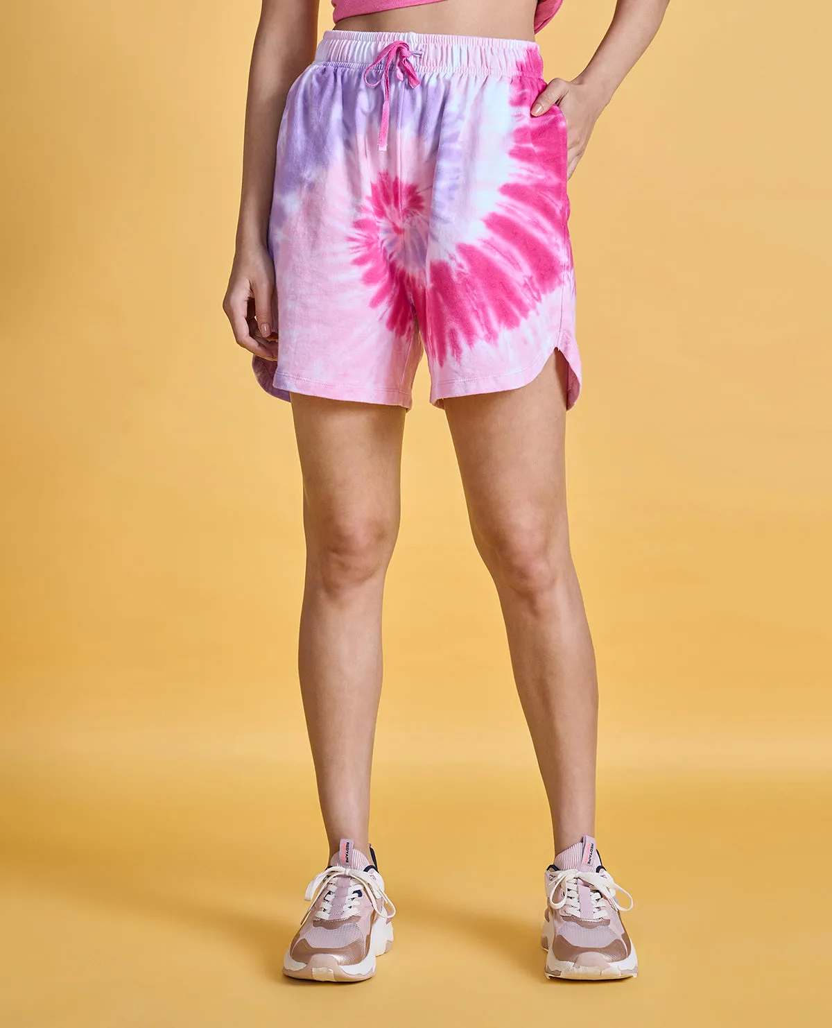 Nykd All Day Printed Terry Shorts - NYAT287 -Pink tie dye Summer Fashion No Slip Grip