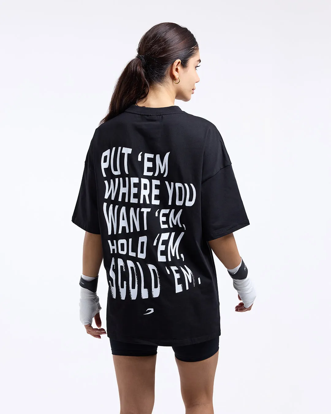 Hold 'Em Scold 'Em Oversized T-Shirt - Black Comfortable Shorts Lean Glow