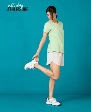Nykd All Day  Knit Terry Shorts - NYLE503 - Ecru melange Recycled Elastic Trim