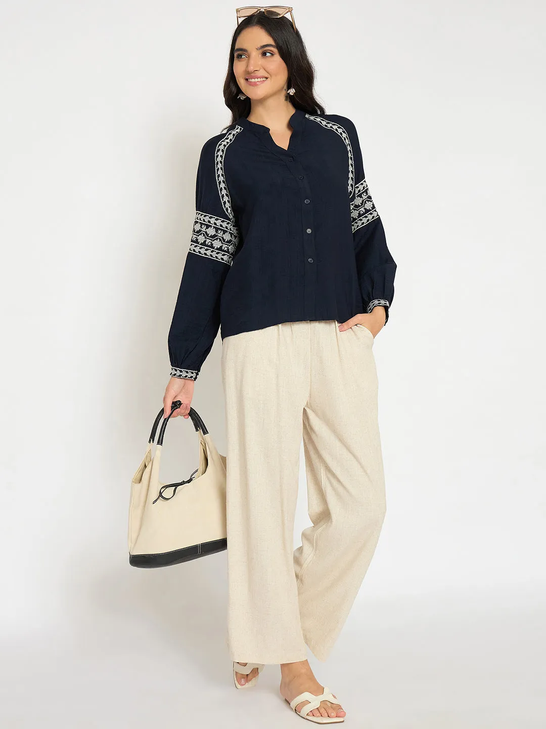 Comfort Wearable Multipurpose Design Madame Straight Fit Solid Beige Rayon Blend Trousers