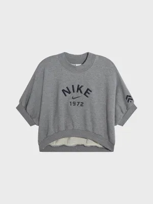 NIKE FLEECE CREW-NECK SHORT SLEEVE CARBON HEATHER Perfect Layer Street Comfort