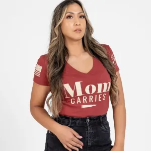 Women's Mom Carries V-Neck - Red Plum Wool combination