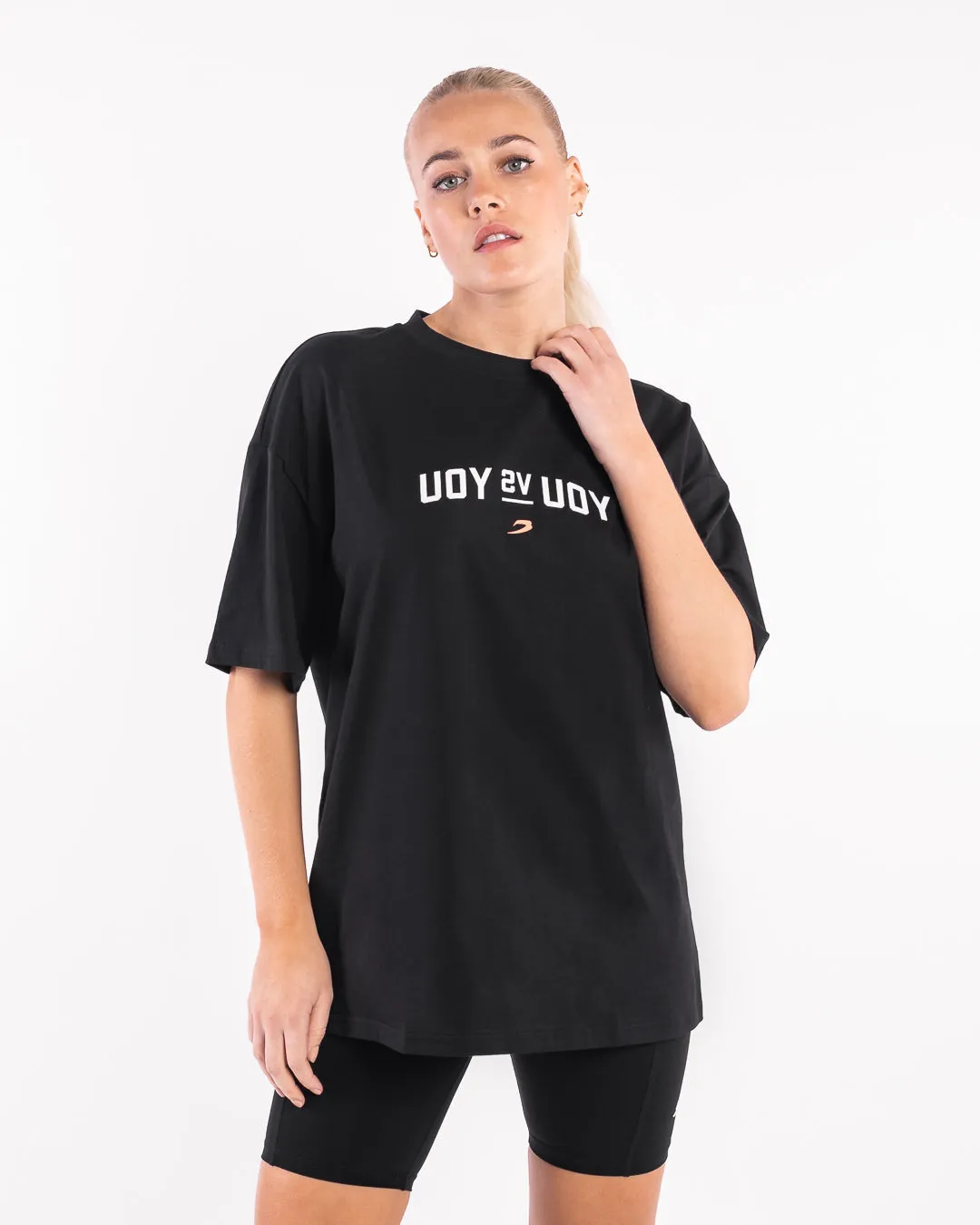 All-Season Wear All-Occasion You Vs. You Oversized T-Shirt - Black