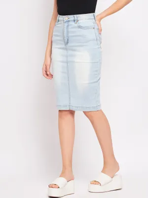 StainRepellentSurface FlexibleCollar Madame Ice Blue High Rise Skirt
