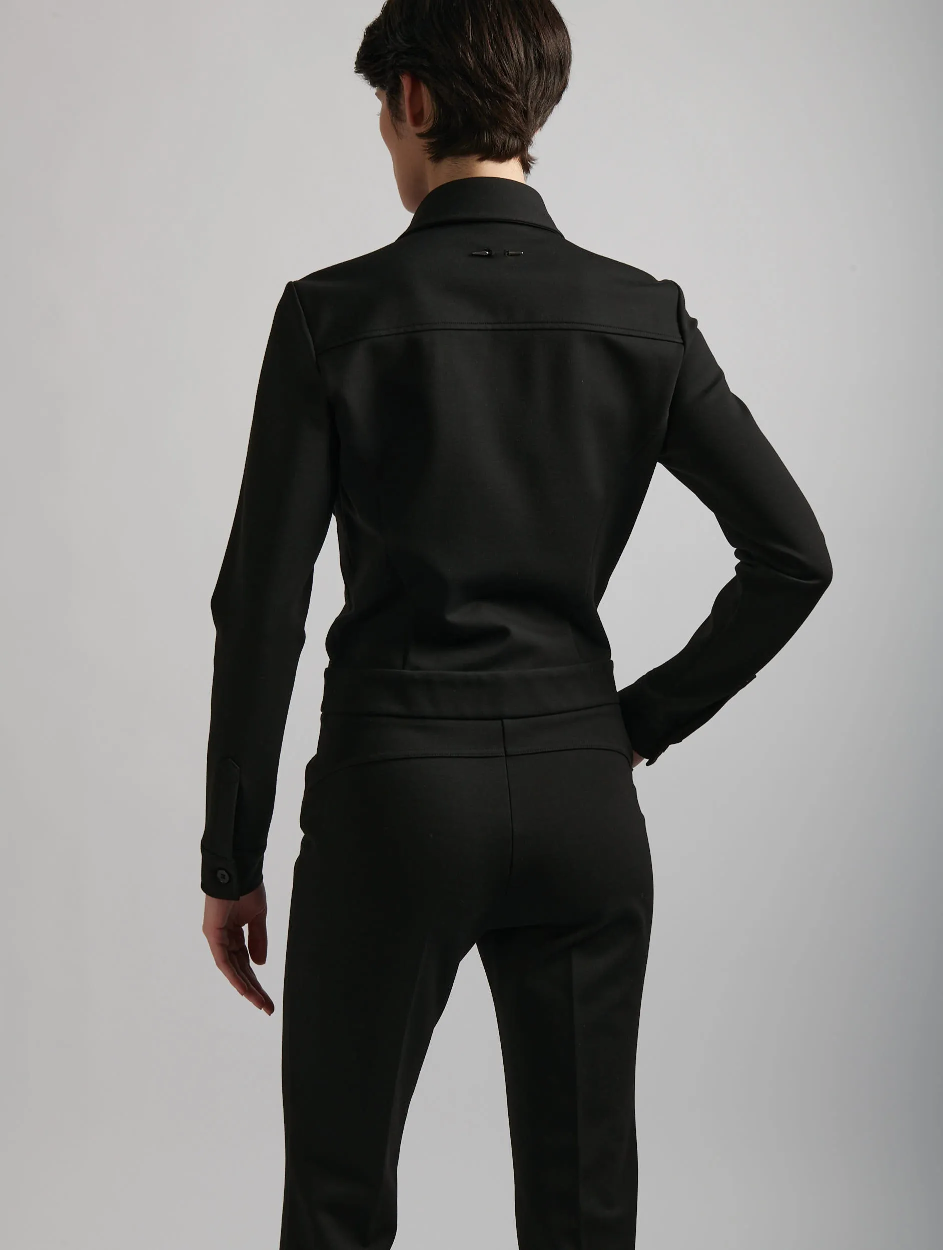 Soft and Cozy Office Friendly Black jumpsuit in milano jersey