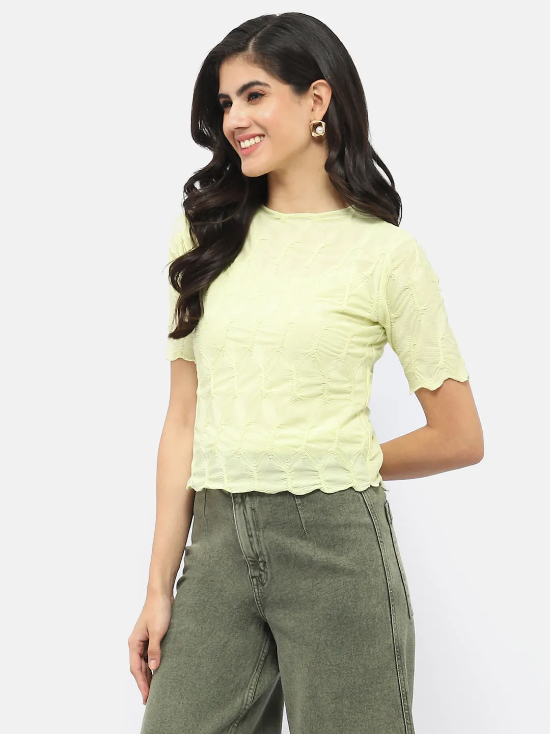 AirflowOptimized Madame Lettuce Hem Lime Green Crinkled Top