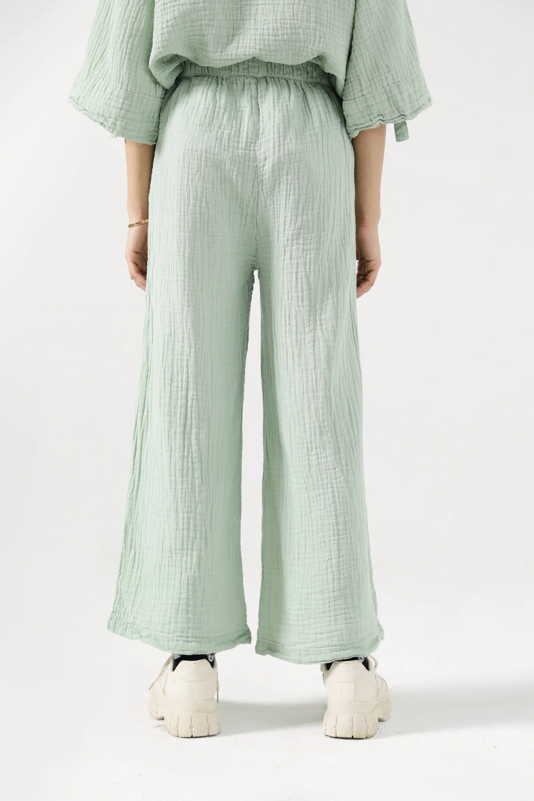 quick dry RIPPLE WIDE LEG TROUSERS