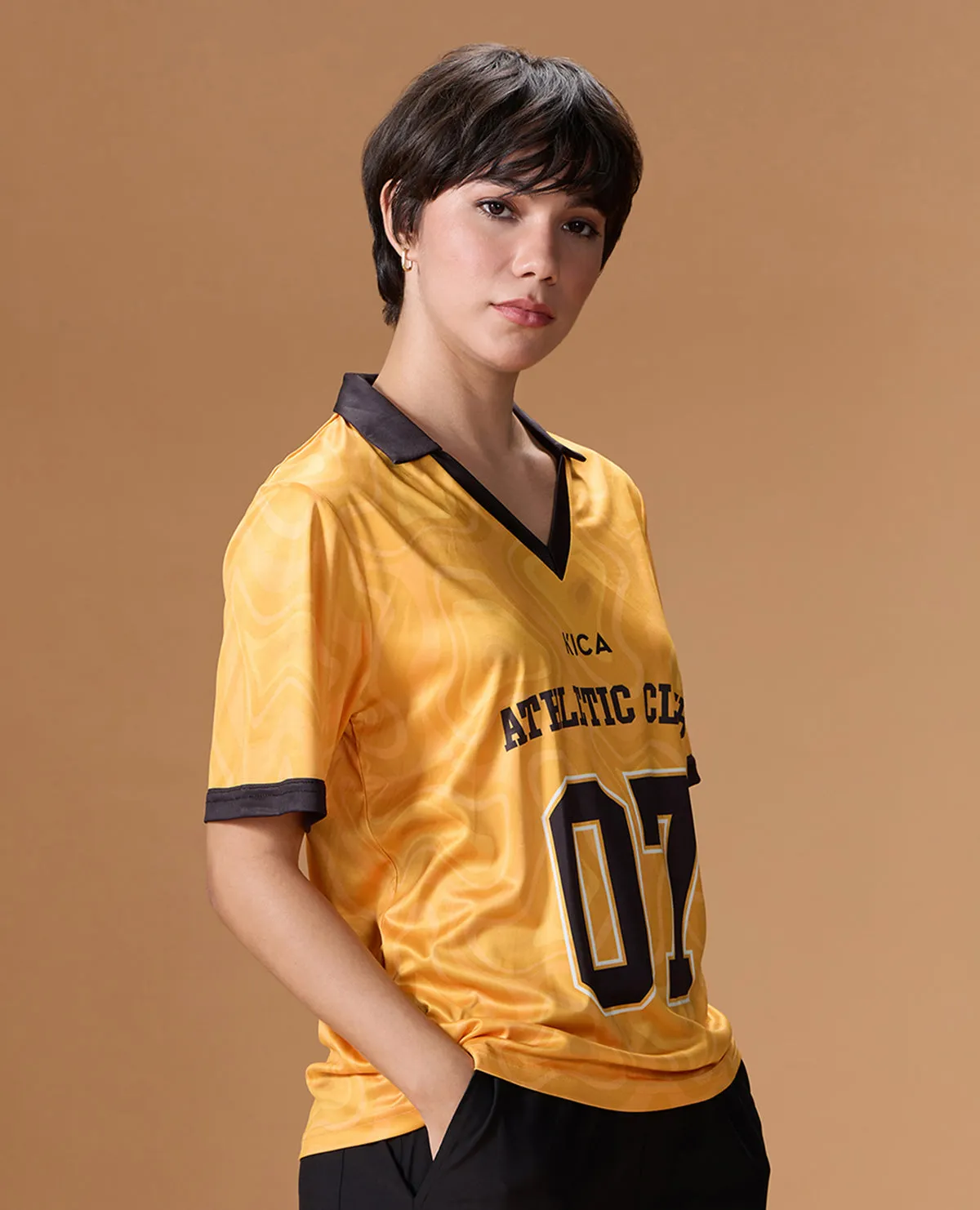Silk combination long sleeved Quick-Dry Jersey For Sports & Gym Yellow