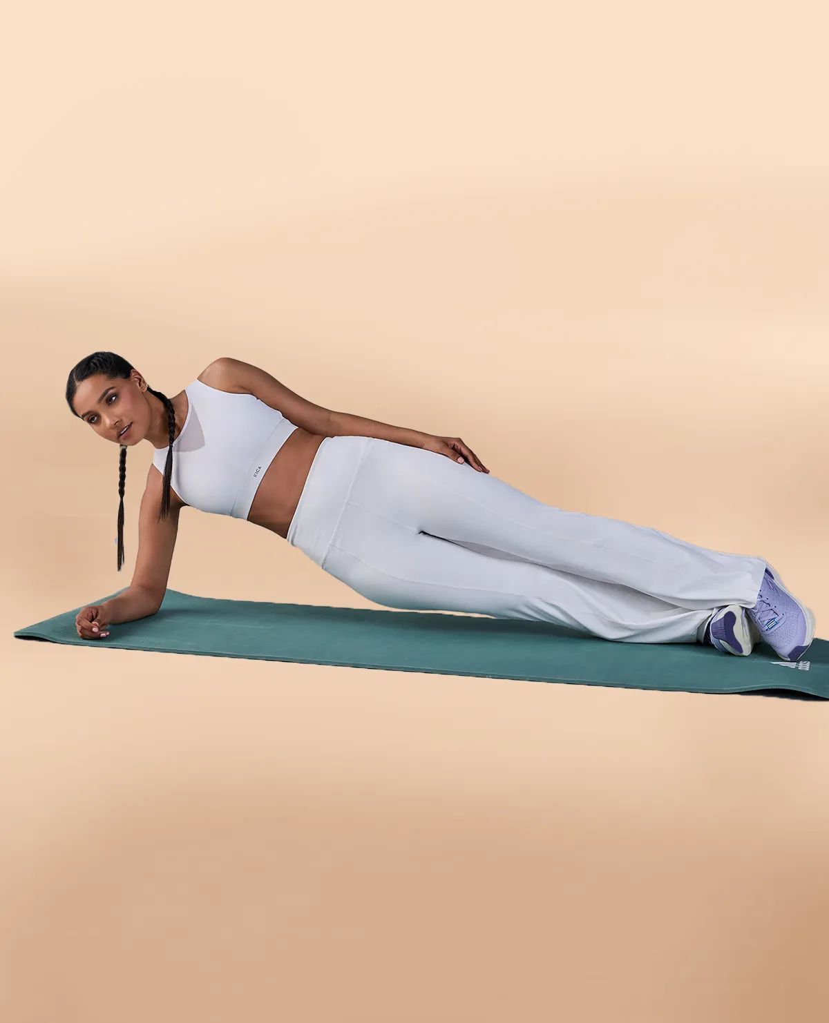 Formal Flare Pants in Second SKN White Low-rise style Minimal Edge