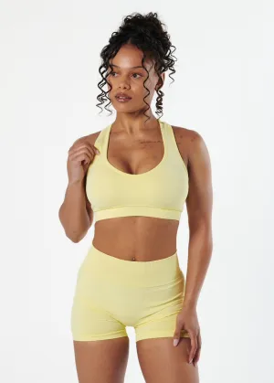 SIGNATURE SPORT BRA - LEMON SORBET Organic activewear Zigzag stitching seams