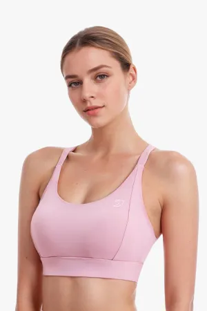 Women??s High Support Crop Top ?C No Bounce Workout Bra ?C Pink ?C Adjustable Fit stretchy fabric Workout partners
