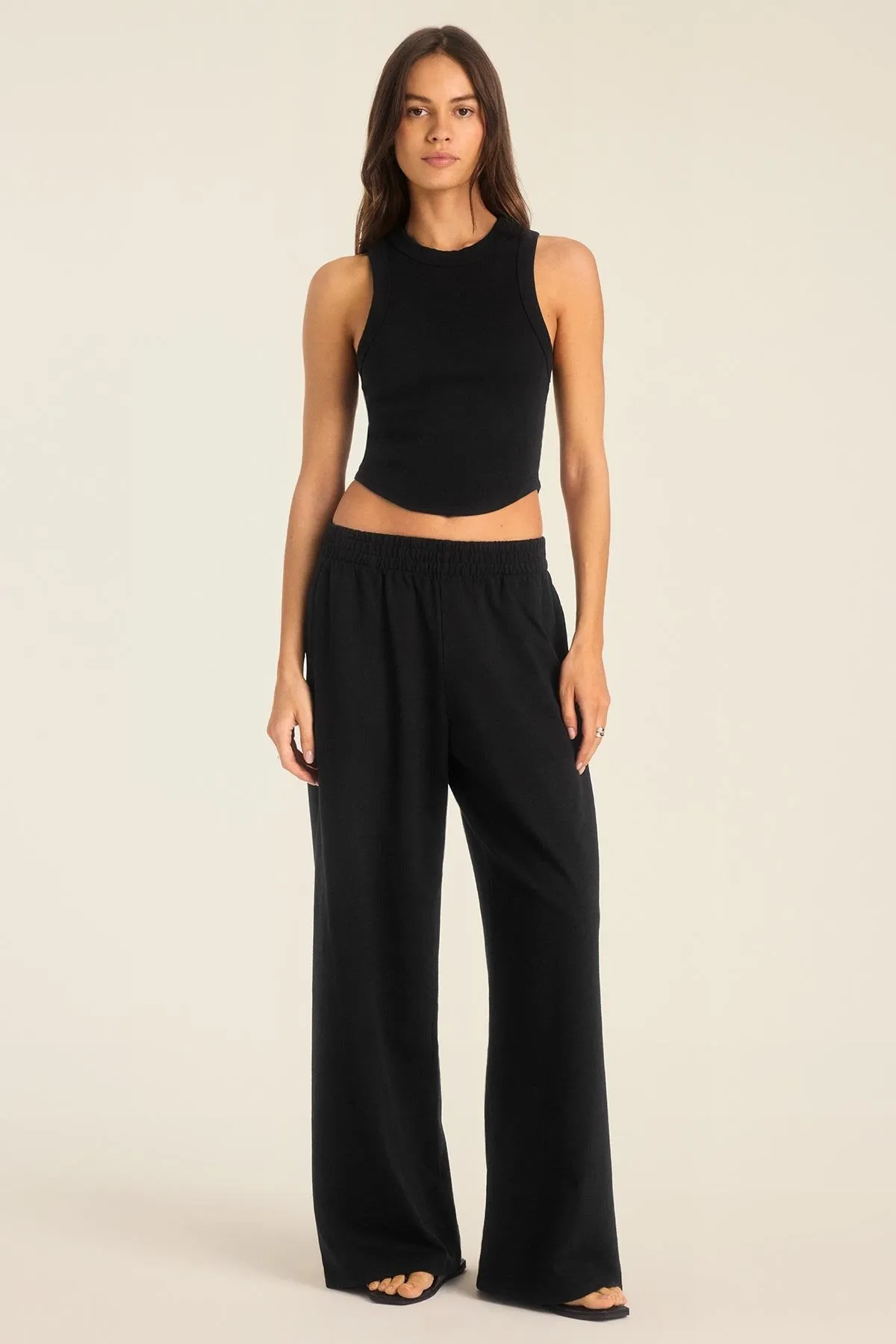 Heat Control Daybreak Essential Crop Tank - Black Cotton Rib