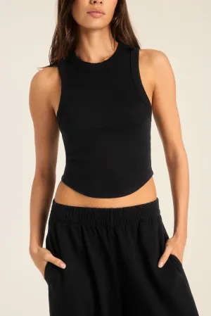 Street Flexible Daybreak Essential Crop Tank - Black Cotton Rib