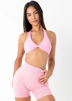Personalized TWIST HALTER BRA - PINK
