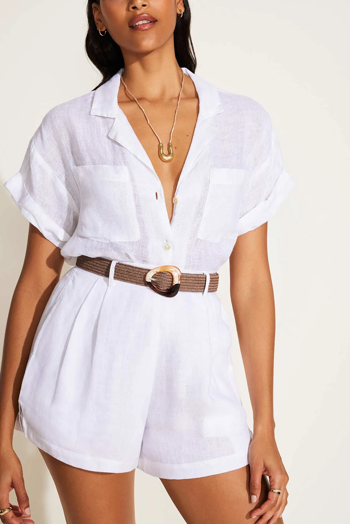 Double Layered Reinforcement The Getaway Short - White EcoLinen