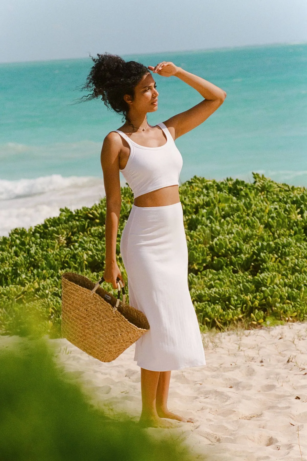 Thalia Skirt - White Organic Rib Light Moodboard