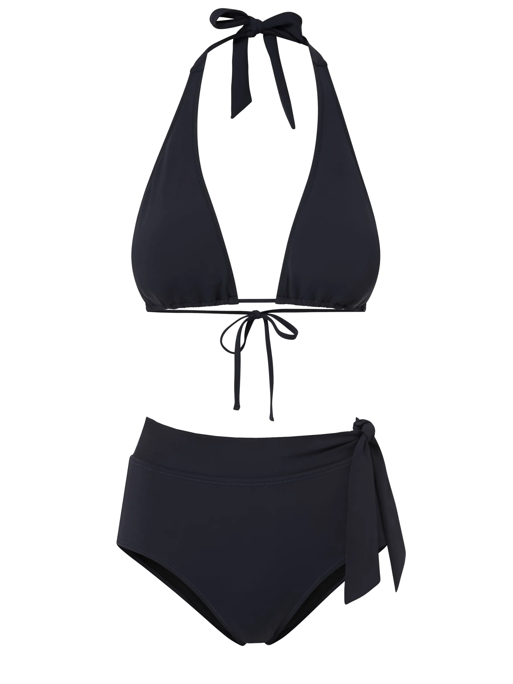 Allison Top   Side Tie High Waist Bottom in Black Long Last Shape Non Irritating Tags