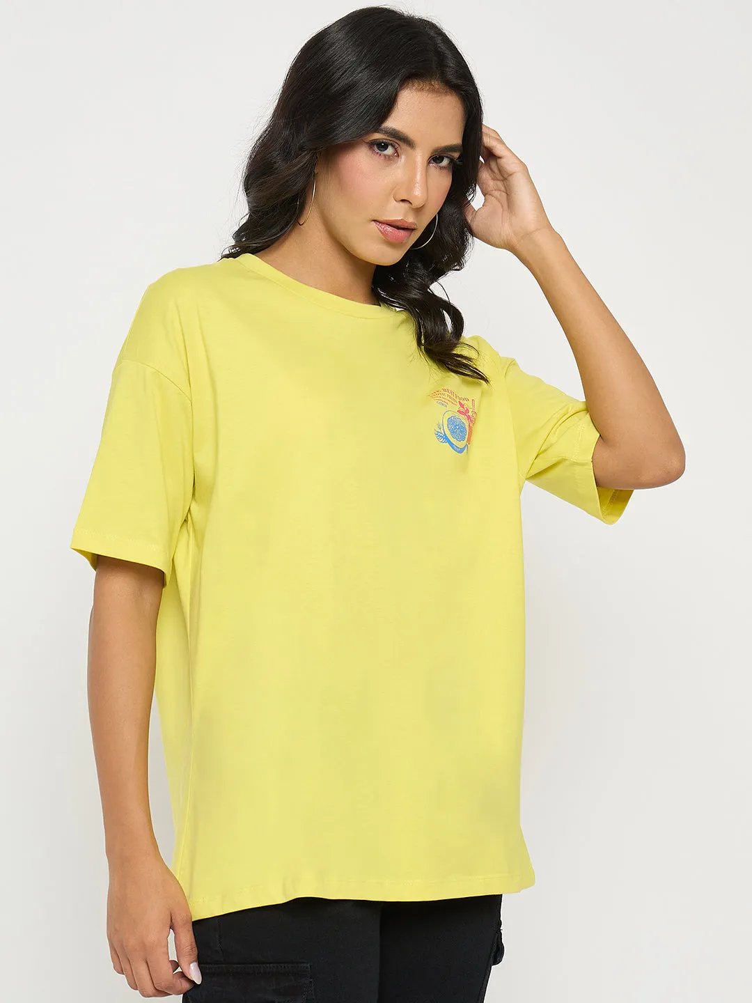 SustainableManufacturing Madame Front and Back Graphic Print Yellow T-Shirt
