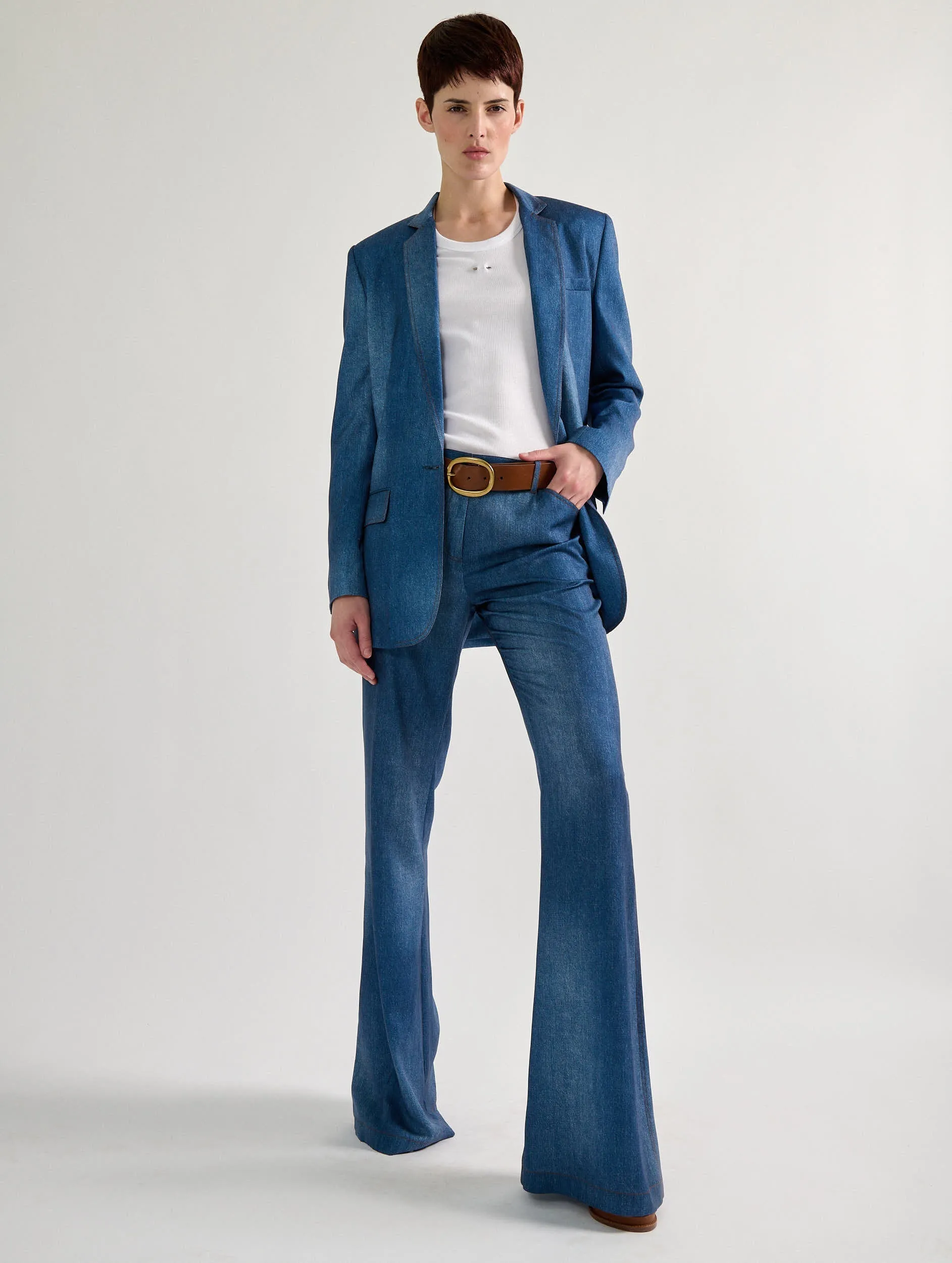 Flared denim print trousers RegularFit