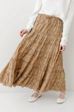Modern Details 'Canaan' Floral Print Tiered Maxi Skirt Stretch waistband